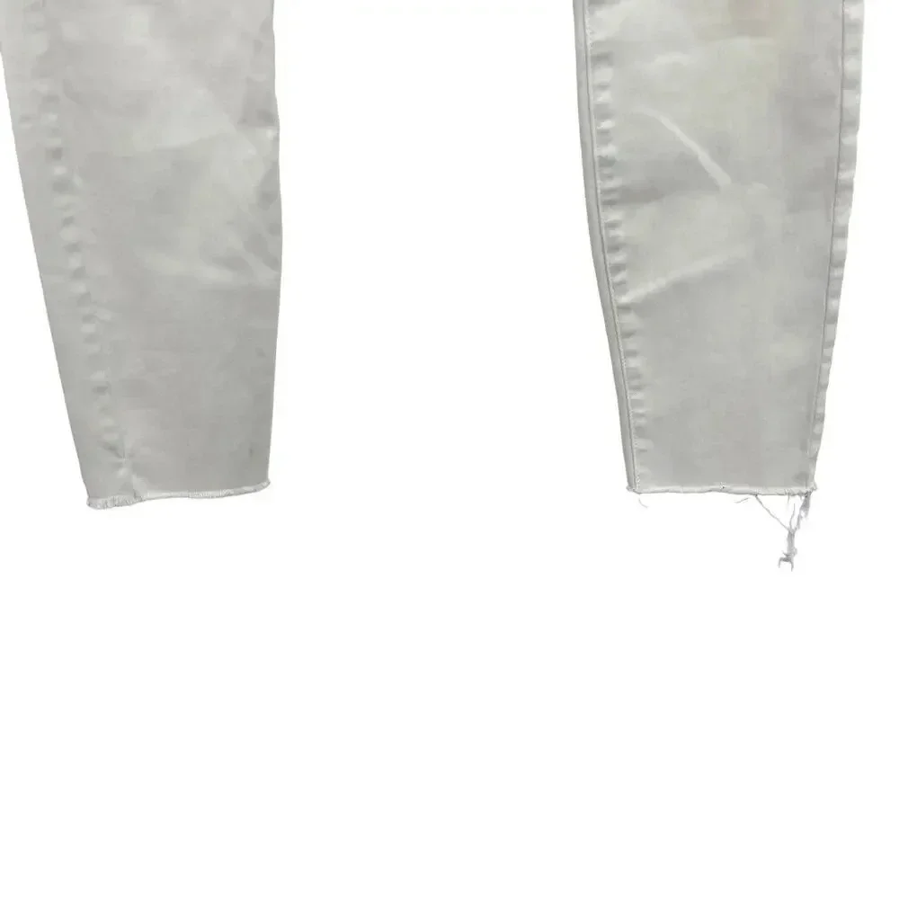 Mother Denim Looker Ankle Fray Jeans in‎ Glass Slipper White Size 26